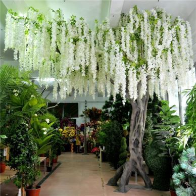 Beyaz Düğün Yapay Asılı Wisteria Çiçek Ağacı
