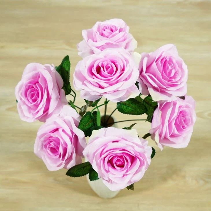 Pink Silk Rose Bouquet 7 Heads
